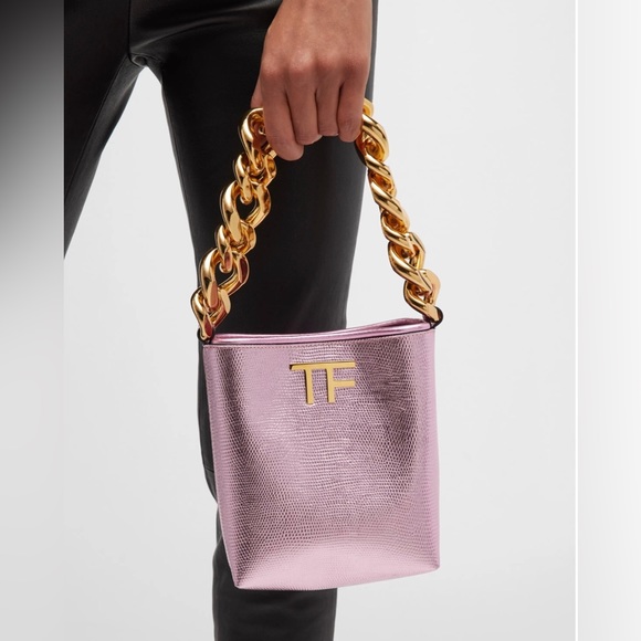 TOM FORD NWT
TF Mini Metallic Lizard-Print
Chain Top-Handle Bag - Picture 4 of 9